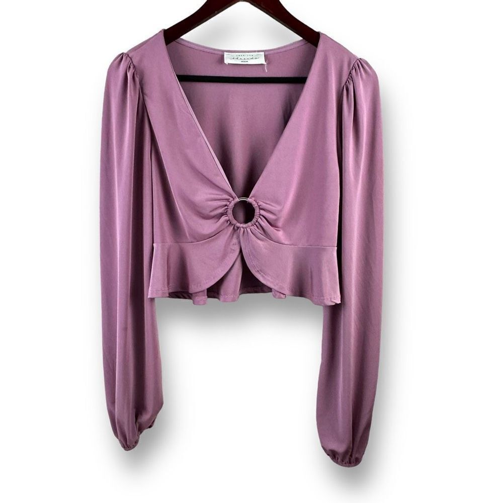 American Threads lavender cropped blouse size M‎